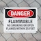 Signmission Flammable No Smoking Or Open Flames Within 25 Feet Danger Sign, Plastic, 10in W x 7in L, 2PK OS-2PACK-DS-P-710-L-2366 - alternate 7